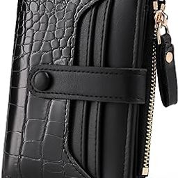 Women's Wallet Vegan Leather Bifold Small Card Holder Coin Holder Compact Ladies Purse with 8 Card Slots, Zipper Pocket and RFID Blocking | Snap Closure | Mini Purse for Women (Black)-image-30