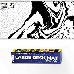 Skiditos Topographic White Large Mouse Pad - Extended 60x30CM Gaming Mat for PC, Laptop, Desk & Office Accessories - Dynamic Motion for Computer & Desktop Use - Perfect Mouse & Keyboard Table Mat-21