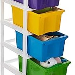 Amazon Brand - Solimo Plastic Multipurpose Modular Drawer, 6 Racks, Multi-size, Multicolor-4