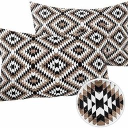 Brown Black Outdoor Pillow Cover 12x20 Inch Cushion Sham Case, Waterproof Decorative Lumbar Throw Pillowcase for Outside Garden Patio Porch Couch Chair Tent Moroccan Southwestern Aztec Abstract Boho-6
