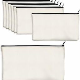 Vantasii 8 Pack Canvas Pencil Pouch, Diy Craft Zipper Bags Blank Makeup Bags Multifunctional Pouches Pencil Case For Cosmetic Toiletry Stationary (Beige, 8.3" X 4.7"), White-image-36
