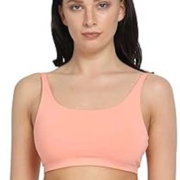 Women's Cotton Lycra Non-Padded Wire Free Full Coverage Wide Strap Scoop Neck Criss-Cross Back Solid Sports Cami Bra-Vitality CAMI-image-87