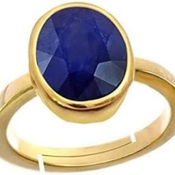 Blue Sapphire neelam nilam Natural Gemstone Panch Dhatu Gold Coated Adjustable Ring for Men and Women Weight 5.25 Ratti with Lab Certificate-image-47