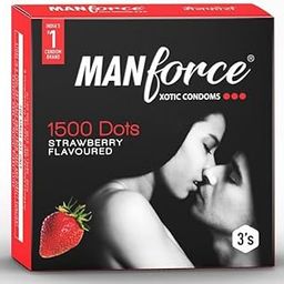 Manforce 1500 Dots Xotic Strawberry Flavour Condoms, 3 Count-image-8
