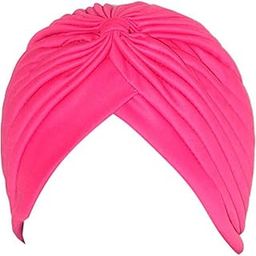Women's Pleated Head Wrap Knit Bonnet Turban/Pleated Stretchable Polyester Women’s Turban Head Cover/Sun CapPink-image-9