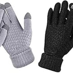 Women Winter Warm Touchscreen Gloves Thermal Soft Lining Elastic Assorted Color 2 Pair-image-15