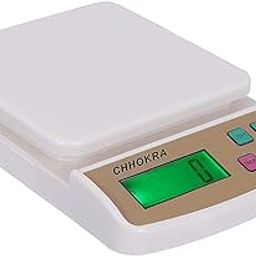 ShopiMoz DIGITAL Kitchen weighing scale 10kg,weight machine for kitchen baking home food,kitchen weight machine 10kg SF-400A Made in india WHITE-16