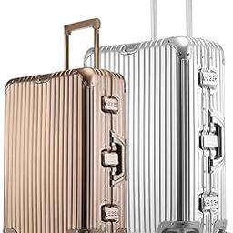 Autograph Combo (Cabin 20 & Check-in 24 inch) Trolley Bag - Premium Full Aluminium Trolley Bags for Travel, Zipless Suitcase TSA Lock, Noiseless 8 Wheels, Compression Pads Divider (Gold + Silver)-picture-31