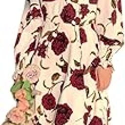 Rayon Floral Printed Dress for Women | Casual, Party, Travel & Office wear | White Color Full Sleeve midi (VVD-72-XL) Below The Knee-image-98
