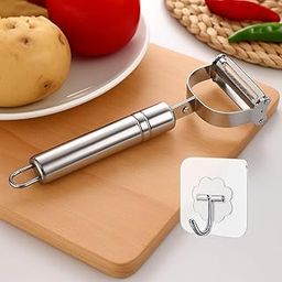 2 in 1 Stainless Steel Julienne Vegetable Peeler for Salad Cutter Multi-Functional Fruit & Veggie Shredder Slicer and Grater for Potatoes, Carrots, Cucumbers (Sticker Hook-Adjustable-Easy-Grip Handle)-image-56