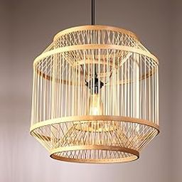 Habere India-All the Cultures Fabricating India Bamboo Pendant Lamp | Bamboo Lampshade | Pendant Lamps | Interior Cane Lamps | Rattan Lamp Shade | Wicker Lamps (Diameter 40 CM, Height 38 CM)-picture-25