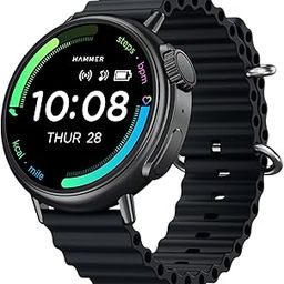 HAMMER Active 3.0 1.39" Round Calling Smart Watch for Men, Always On Display, Health Monitor, AI Voice Assistant, IP67 (Black Ocean Wave)-19
