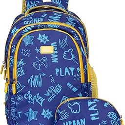 Scholastic Series Printed Polyester 30 L School Backpack with Pencil/Stationery Pouch School Bag Daypack Picnic Bag For School Going Boys & Girls Age 8-10 years (Blue - Yellow)-image-99