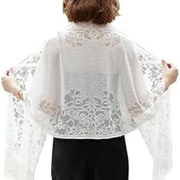 Lace Scarf Shawl with Tassel, Sheer Soft Mesh Fringe Wraps White Floral Long Shawl for Female Evening Party Dresses (180x65cm)-image-57