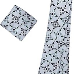 Unisex Long silky Satin Scarf with Matching Pocket Square | Geometric Printed Fashion Accessory for Men & Women | Lightweight Neck Wrap-image-1