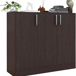 SPYDER CRAFT Buffet Cabinet with Storage - Accent Storage Cabinet with Doors and Shelves - Sideboard Cabinet for Kitchen, Living Room - Brown - 3-Door Storage Cabinet (105cm x 90cm x 35cm)-image-11
