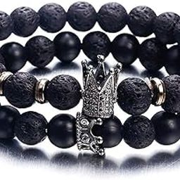 Fashion D'vine White and Black Beads Couple Bracelet for Women and Men-image-81