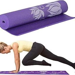 Strauss Exercise Floral Yoga Mat with Carry Bag Non-Slip Exercise & Fitness Mat for Yoga, Pilates & Floor Workouts For Men & Women Anti Tear Mat | Home & Gym Workout |Size-8mm, (Purple)-29