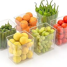 Clazkit Plastic Fridge Storage Boxes Multipurpose Containers For Storage Space-Saving Refrigerator Side Door Organizer For Fridge Kitchen Bathroom Stationery Toiletries- Transparent Set Of 6-image-7