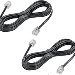 Telephone Line Cord Rj11 Plug to RJ11 Plug 6p2c, Black (2 METER, 2 PACK)-4