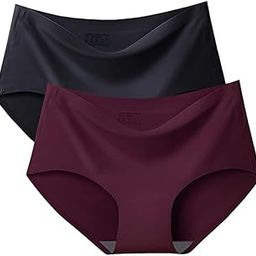 LOURYN KOULYN Seamless ice Silk Cotton Underwear Women No Show Bikini Panties Invisibles No Panty Line Workout Hipster 2 Pack (Color Mamy Very)-image-8