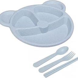 LIBAH Wheat Fiber Children's Tableware Set Baby Dinner Children's Dinner Plate (Random Color)-image-76