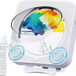 CD Player Portable Bluetooth Desktop CD Player for Home, Mini Cute CD Players for Kids, Built-in Dual Speakers and LED Display with Remote Control, Supports CD/FM Radio/USB/AUX/Timer/Repeat (White)-1