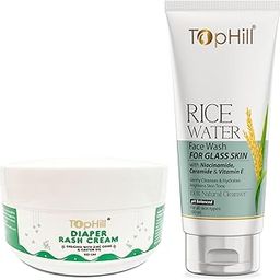 Tophill Diaper Rash Cream 100 gm I Enriched with Zinc oxide, Coconut Oil, Olive Oil & Almond Oil I Relieves Rashes, Reduces Redness & Irritation Rice Water Deep Cleansing Face Wash 100ml | Combo-image-98