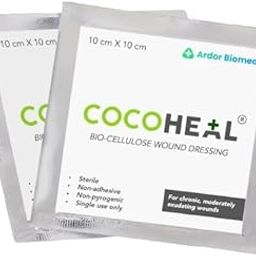 COCOHEAL Natural Coconut Derived Cellulose Dressing 10x10 cm | Non-Adhesive & Non-Pyrogenic Wound Care Sheet | Single Use Only | Skin-Friendly Medical Dressing for Burns, Cuts & Injuries-84