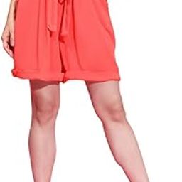 Women Red Color Elasticated Nightwear Short Tie-Knot Detail and Side Pockets-image-23