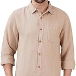 Men’s Full Sleeve Khaki 100% Cotton Shirt-image-34