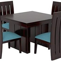 The Lovely Creation Modern Furniture Solid Sheesham Wood 4 Seater Dining Table Set Dining Table with 4 Cushion Chairs Dinner Table Set for Dinning Room Home,Hotel and Office (Dark Walnut)-image-36