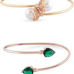 Combo of 2 Rose Gold Tone Contemporary Bangle Style Kada Bracelet For Women-ZPFK18391-23