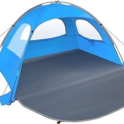 MIRUS Beach Tent, 2-3 Person Sun Shade Shelter with UPF50+ Protection, Extended Floor & 3 Ventilating Mesh Roll Up Windows Carrying Bag Stakes and Tiedown Strings, Sky Blue-image-25