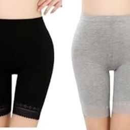 Headbutt Women's and Girls Cotton Lace Full Length Stretch Mid Waist Cycling Shorts Above Knee Short for Under Skirt.-image-99