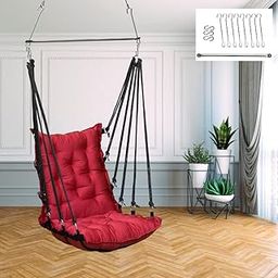 Patiofy Cotton Large Soft Leather Velvet Hammock Hanging Swing Chair, Jhula For Adults, Swing For Indoor/Outdoor, Home, Balcony & Garden, 200 Kgs Weight Capacity (Free Hanging Accessories- Red)-image-1