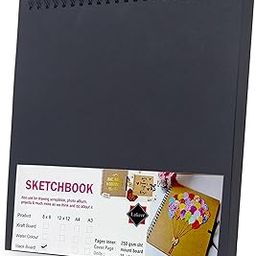 Lakeer Black Sketchbook - 8x8 inch|250 GSM-25 Sheets, for Sketching, Drawing, Panting, etc-picture-23
