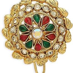 Jewellery Red Maroon & Green Stones Ethnic Hair Bun Pin - Juda Pin | Floral Design with Pearls For Women & Girls Stylish Latest (HST1_O)-image-58