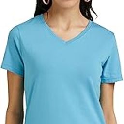 Women's Solid Cotton Stretch Half Sleeve V-Neck Regular Fit T-Shirt (Pack of 2)-image-60