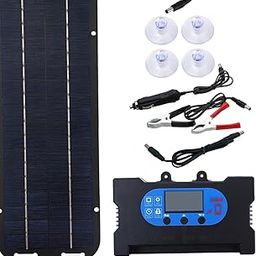 ATORSE® Solarpanel Kit Portable with Controller Accessories for RV Marine Motorhome Black-image-3