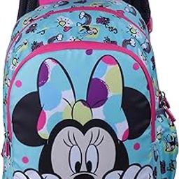 Kids School Bag Soft Plush Backpacks Cartoon Printed Minnie Mouse School Bag for Unisex Kids | Casual Bagpack | Blue & Pink (3-8 Years) AZ909-9