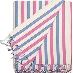 TARANGINI Cotton Soft Beautiful Striped Bhagalpuri Chadar/Summer Blanket/Khes/Dohar/Top Sheet Set (Color Blue Pink Stripes | Size 220cm X 127cm)-image-86