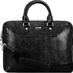 Bryan 14" Genuine Leather Laptop/Macbook Bag for Men, Women | Office Bag | Laptop Messenger Bag with Shoulder Strap | Spacious Compartment | Water Resistant (Black Saffiano)-image-35