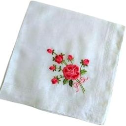 Shree adodhya men/women hankerchief with beautiful flowers embroidery, white colour and cotton handkerchief, embroidery red, pink, green.pack of 2.-image-18