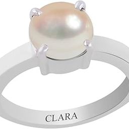 Certified Pearl (Moti) 6.5cts or 7.25ratti 4 Prongs Silver Ring for Men and Women-image-96