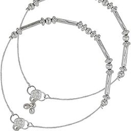 Indian Traditional White Metal Anklets Payal Pair for Women Girls (1905518)-image-43