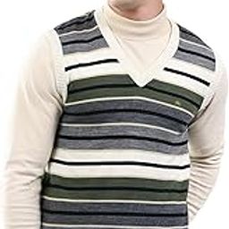monte carlo Men's Regular Fit Sweater | Striped Pattern | Pull-On Closure with Sleeveless V Neck | Stylish Knitted Sweater for Men-picture-27