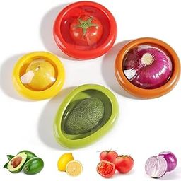 upsimples Fruit and Vegetable Anti-Oxidation Storage Box,Fruit Storage Containers for Fridge,Silicone (Fruit and Vegetable cover (4 Pc)),Multicolor-image-16