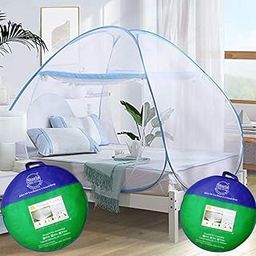 STORIA Mosquito Net for Double Bed King Size Bed, Foldable Machardani with Zipper Opening Doors, Strong 30GSM Polyester Net, PVC Coated Steel Wire (6 * 6 ft) Double Bed Mosquito Net-picture-22