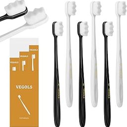 VEGOLS Adult Extra Soft Toothbrush With 20000 Soft Bristles,(Pack Of 6)Micro Nano Manual Toothbrushes For Protect Sensitive Gums,Black/White-14